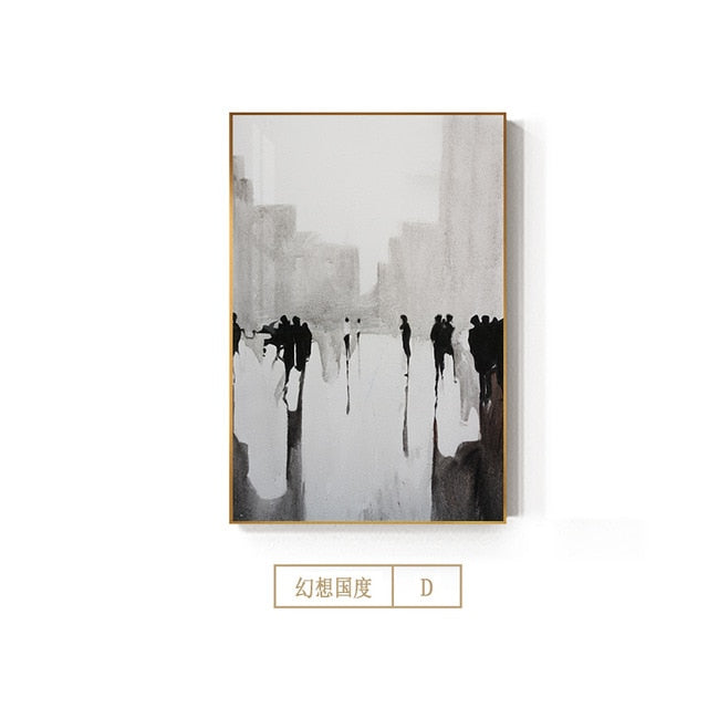 Abstract British Street Poster Modern White Canvas Art Ins Style Wall Picture for Living Room Home Decor Nordic Black Ink Poster