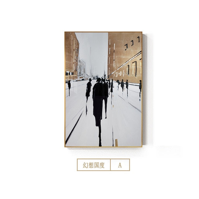 Abstract British Street Poster Modern White Canvas Art Ins Style Wall Picture for Living Room Home Decor Nordic Black Ink Poster