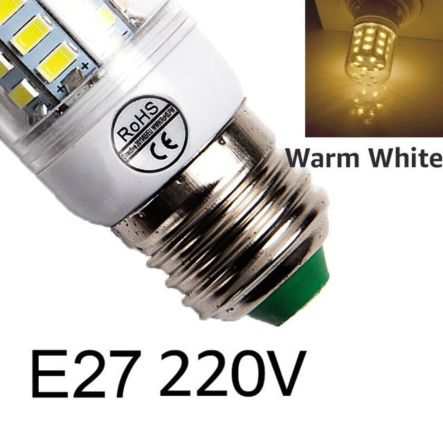 E27 LED Lamp E14 LED Bulb SMD5730 220V Corn Bulb 24 36 48 56 69 72LEDs Chandelier Candle LED Light For Home Decoration