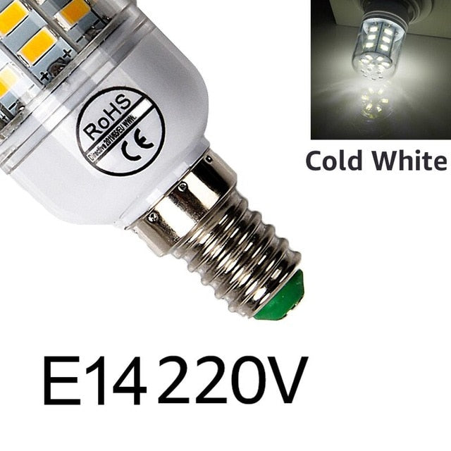 E27 LED Lamp E14 LED Bulb SMD5730 220V Corn Bulb 24 36 48 56 69 72LEDs Chandelier Candle LED Light For Home Decoration