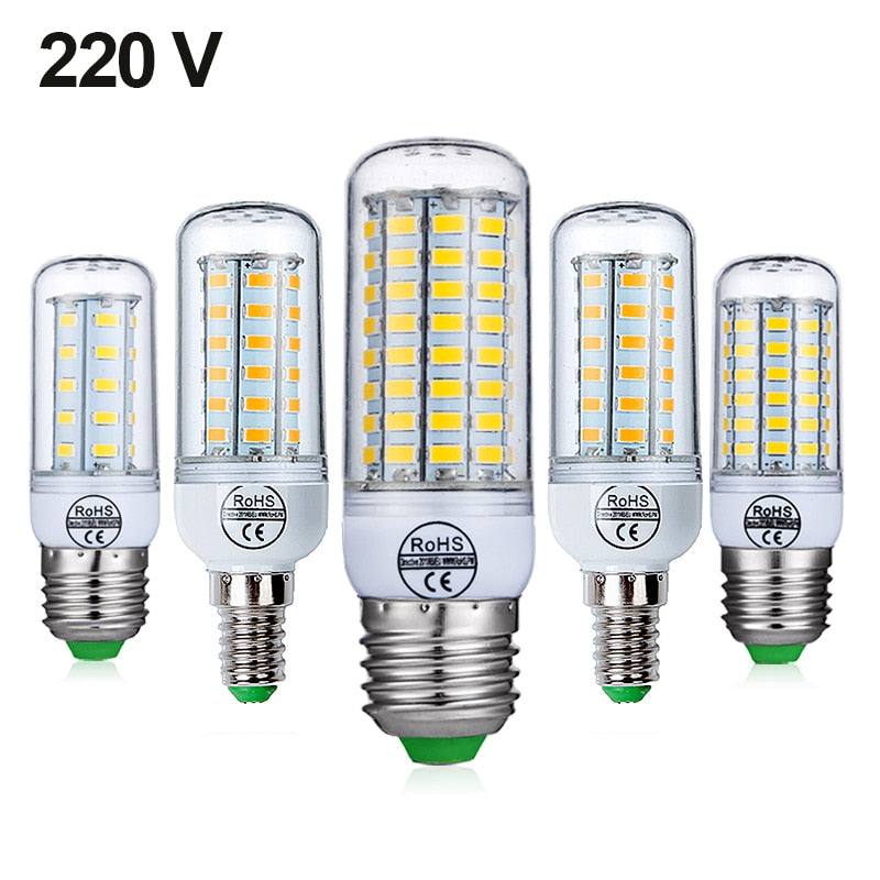 E27 LED Lamp E14 LED Bulb SMD5730 220V Corn Bulb 24 36 48 56 69 72LEDs Chandelier Candle LED Light For Home Decoration