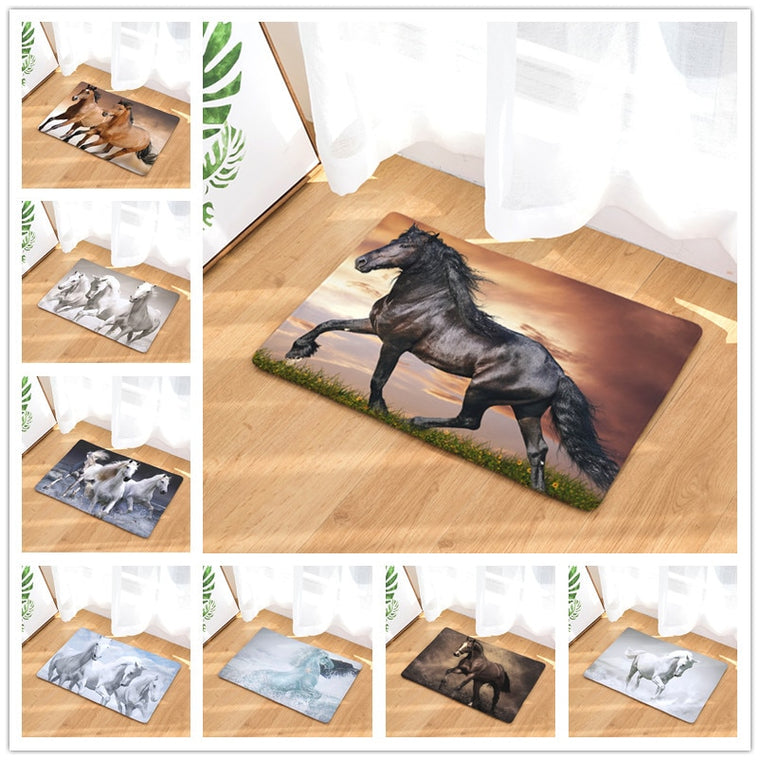 New Welcome Mats 9S tyles Horse Print Doormats Bathroom Kitchen Carpet Home Floor Mats Living Room Anti-Slip Rug 40X60 50X80cm