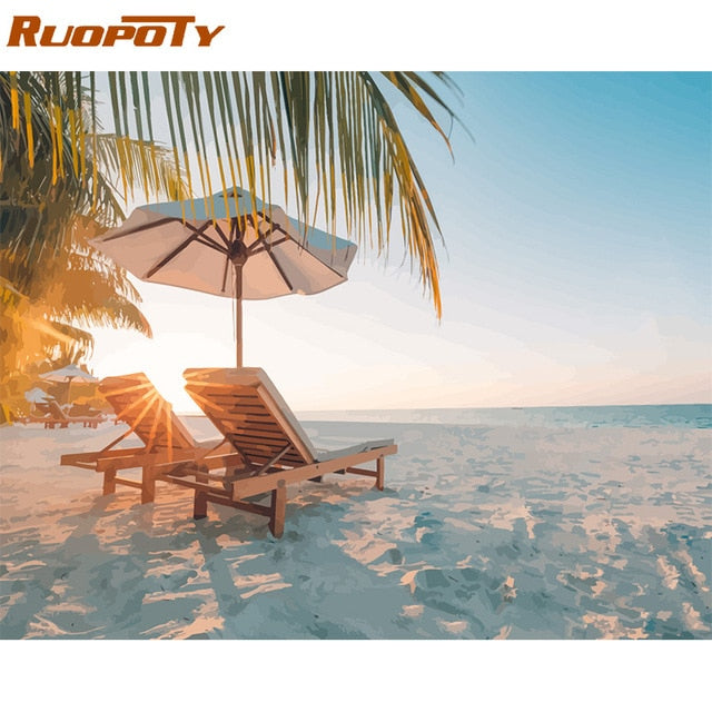 RUOPOTY Frame Mountain Lake DIY Painting By Numbers Landscape Handpainted Oil Painting Modern Home Wall Art Canvas Painting Art