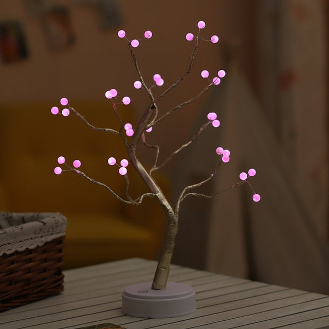 108 LED USB 3D Table-Lamp Copper wire Christmas Fire Tree Night light for Home Holiday bedroom indoor kids bar Decor fairy light