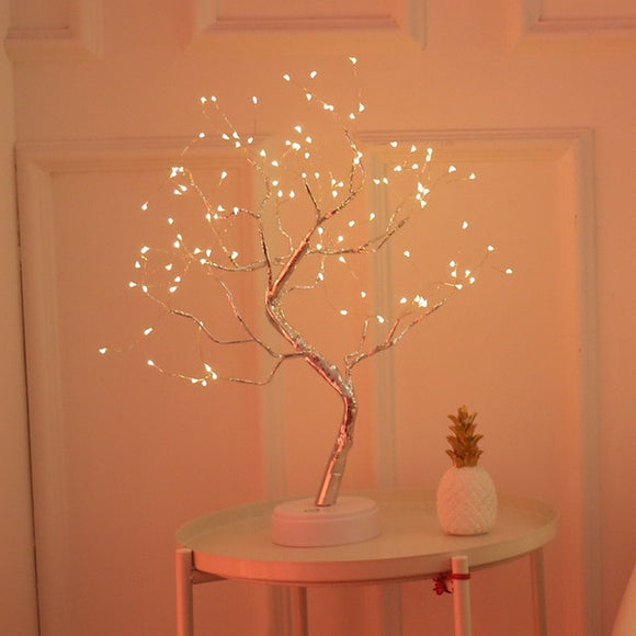 108 LED USB 3D Table-Lamp Copper wire Christmas Fire Tree Night light for Home Holiday bedroom indoor kids bar Decor fairy light