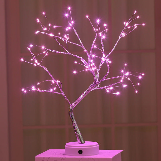 108 LED USB 3D Table-Lamp Copper wire Christmas Fire Tree Night light for Home Holiday bedroom indoor kids bar Decor fairy light