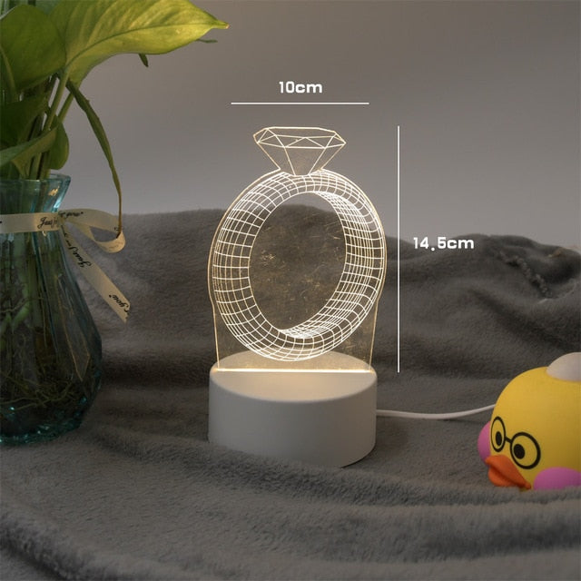 SOLOLANDOR 3D LED Lamp Creative 3D LED Night Lights Novelty Illusion Night Lamp 3D Illusion Table Lamp For Home Decorative Light