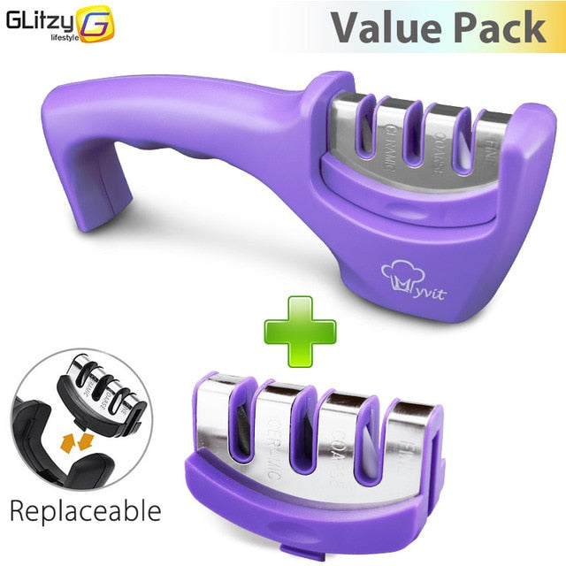 Messenslijper 3 Stadia Professionele Keuken Slijpsteen Grinder Messen Whetstone Tungsten Diamond Keramische Slijper Tool