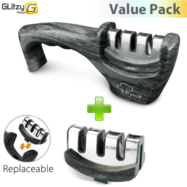 Messenslijper 3 Stadia Professionele Keuken Slijpsteen Grinder Messen Whetstone Tungsten Diamond Keramische Slijper Tool