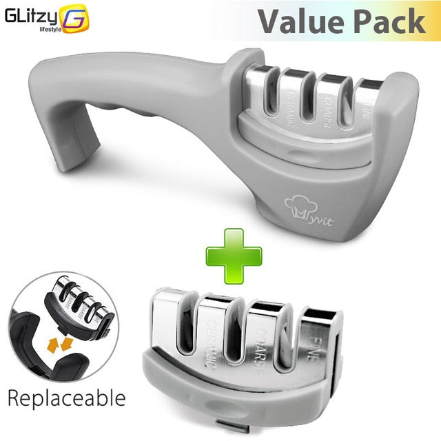 Messenslijper 3 Stadia Professionele Keuken Slijpsteen Grinder Messen Whetstone Tungsten Diamond Keramische Slijper Tool