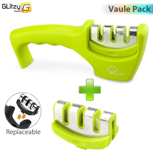 Messenslijper 3 Stadia Professionele Keuken Slijpsteen Grinder Messen Whetstone Tungsten Diamond Keramische Slijper Tool