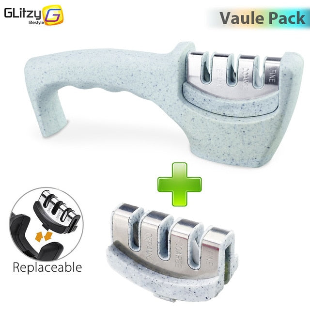 Messenslijper 3 Stadia Professionele Keuken Slijpsteen Grinder Messen Whetstone Tungsten Diamond Keramische Slijper Tool