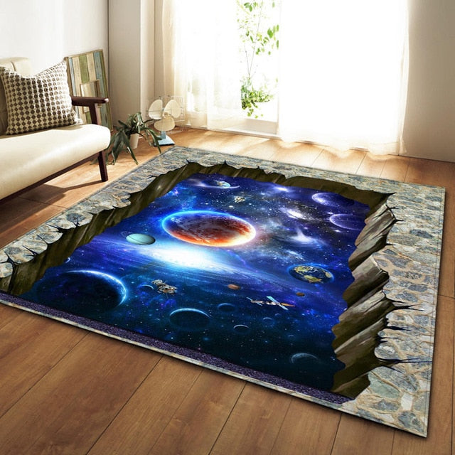 Nordic Carpets Soft Flannel 3D Printed Area Rugs Parlor Galaxy Space