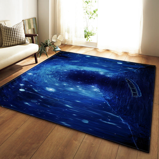 Nordic Carpets Soft Flannel 3D Printed Area Rugs Parlor Galaxy Space