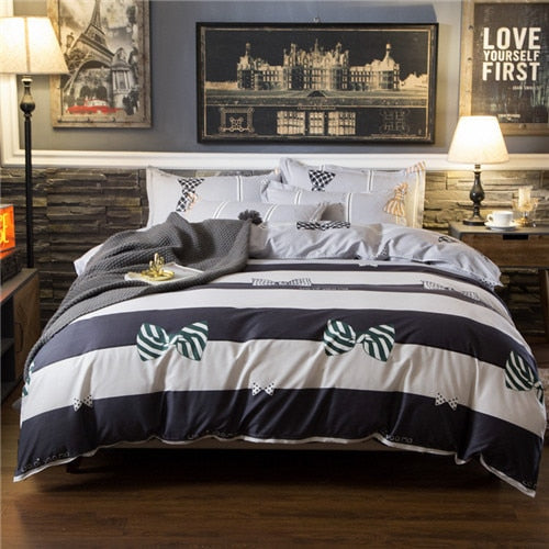 Home bedding 4pcs flat sheet set red heart bed linen set sheet pillowcase&duvet