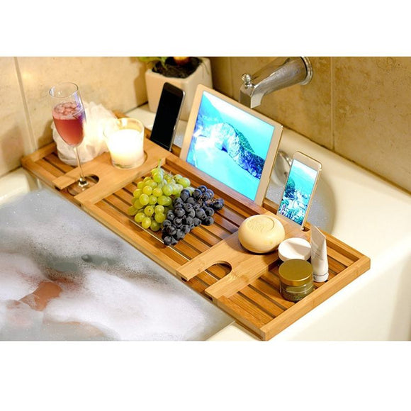 1Pc Wooden Handmade Bath Tray Bathroom Shelves