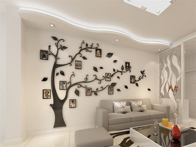 3D Acrylic Tree Photo Frame Wall Stickers Crystal Mirror Stickers Paste