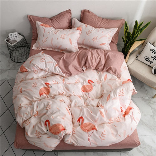 Home bedding 4pcs flat sheet set red heart bed linen set sheet pillowcase&duvet